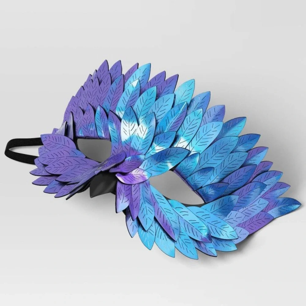 Blue and Purple Feather Masquerade Mask